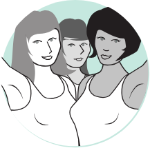 Women with raised arms illustration